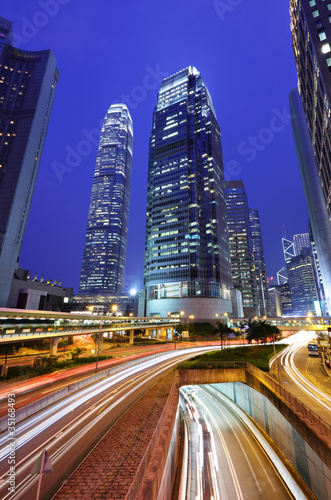 traffic downtown at night