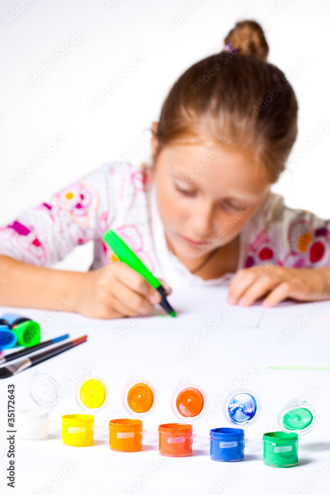 little child drawing on a white background. little child drawing on a white background.