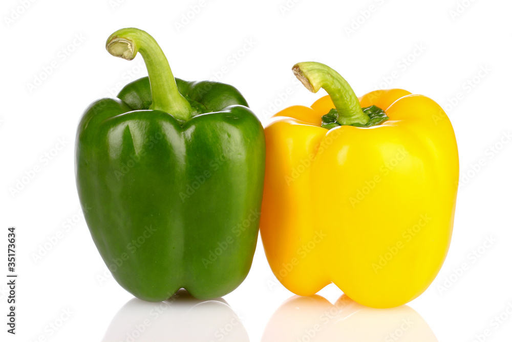 Two bell peppers isolated on white