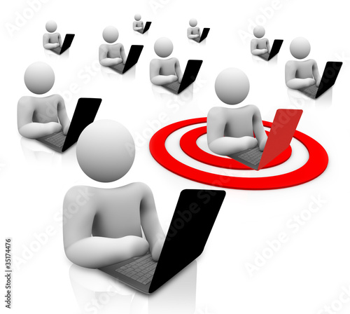 One Targeted Laptop Computer User Customer Person