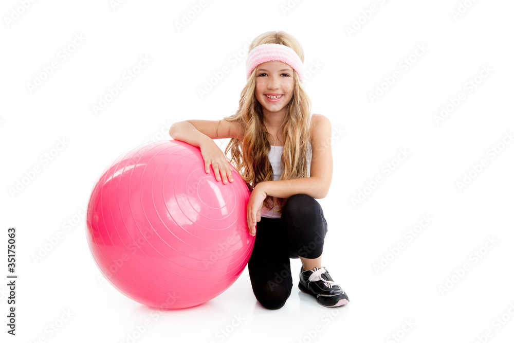 children gym yoga girl with pilates pink ball children gym yoga girl with pilates pink ball