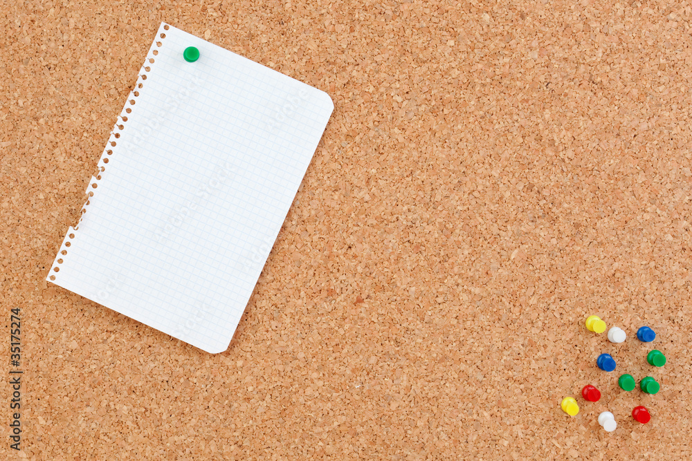 Corkboard with blank paper punch Corkboard with blank paper punch