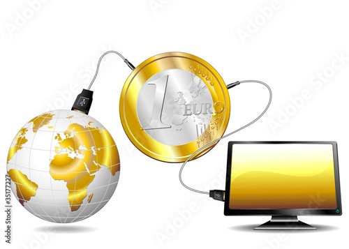 Finanza Mondiale e Tecnologia-Trading Online Concept-Vector