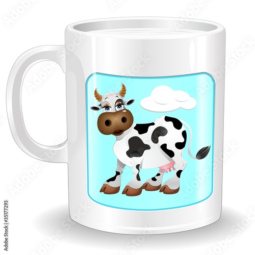 Tazza di Latte e Mucca-Mug of Milk with Cow-Vector