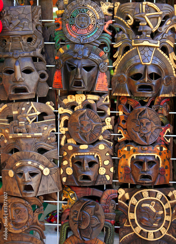 aztec mayan wooden indian mask handcrafts