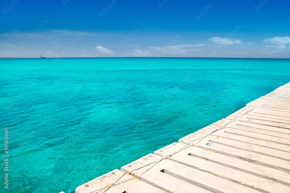 illeta wooden pier turquoise sea Formentera