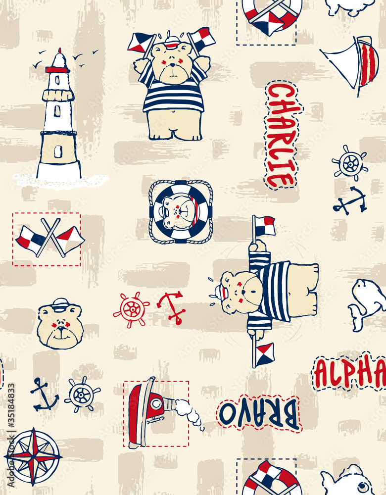 sailor bears seamless vector pattern sailor bears seamless vector pattern
