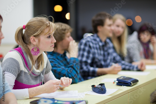 college student sitting in a classroom