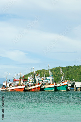 Fishing boats in harbor at the sea Koh Lan,Thailand