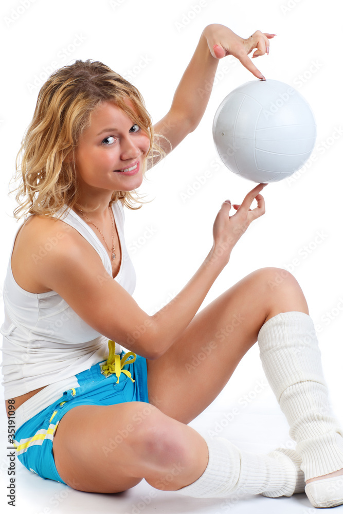 Fototapeta premium A young woman with white ball.