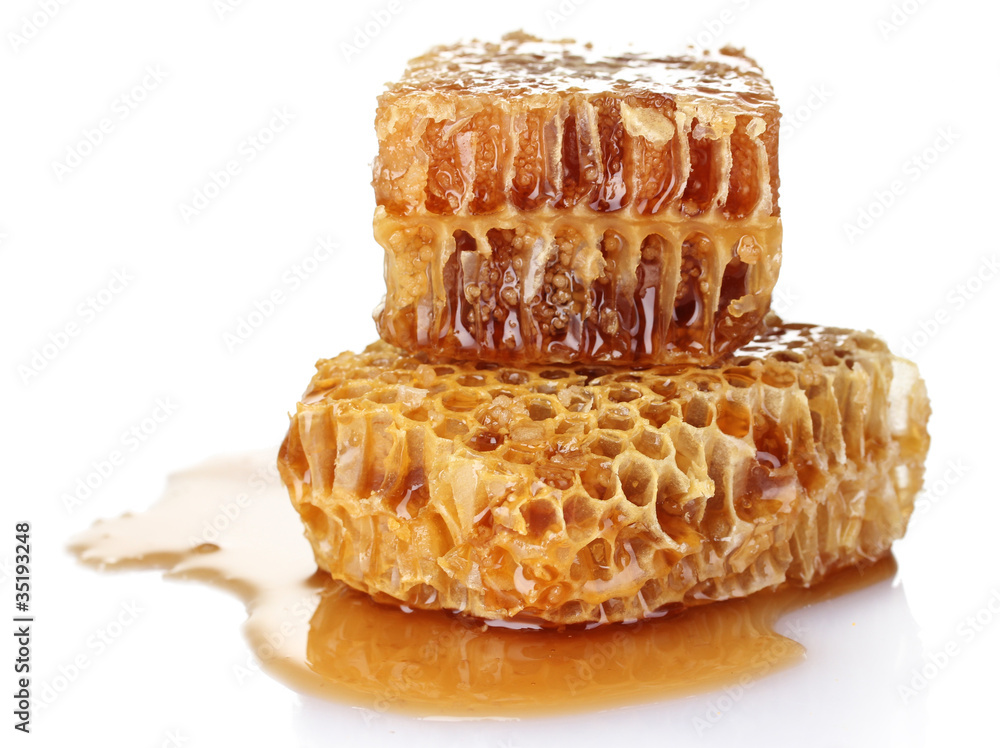 Combs with honey isolated on white Combs with honey isolated on white