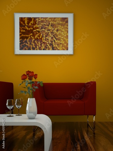 Wohndesign - roter Sessel