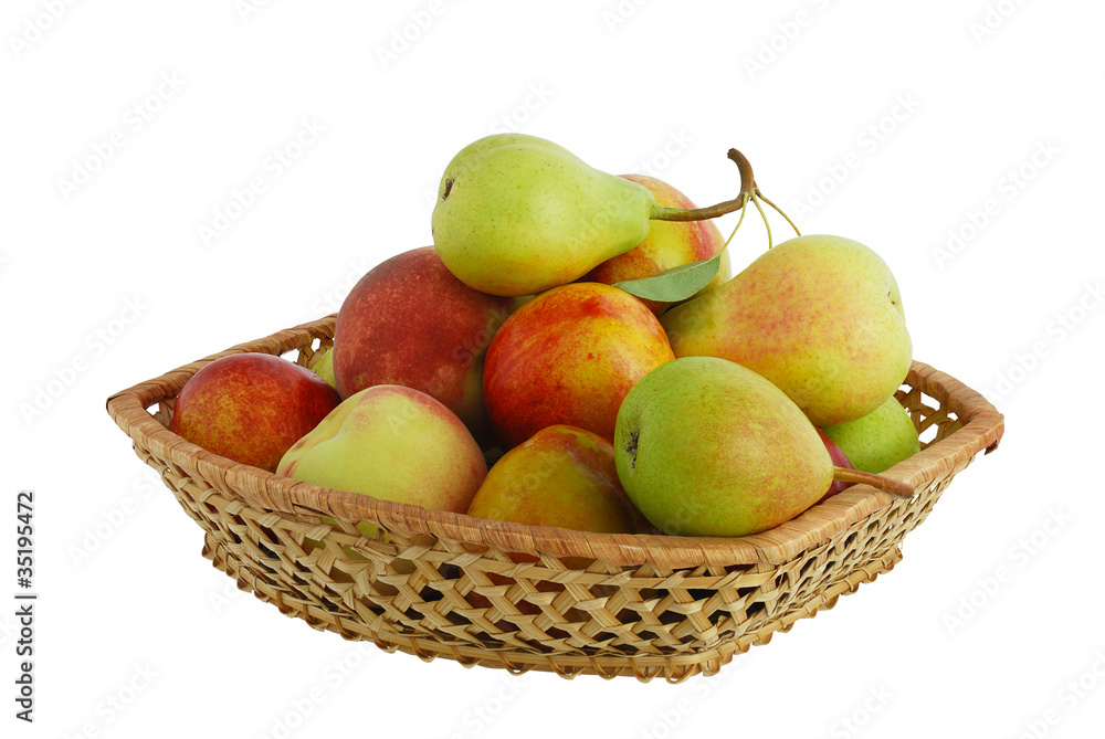 Fresh fruits in interwoven basket