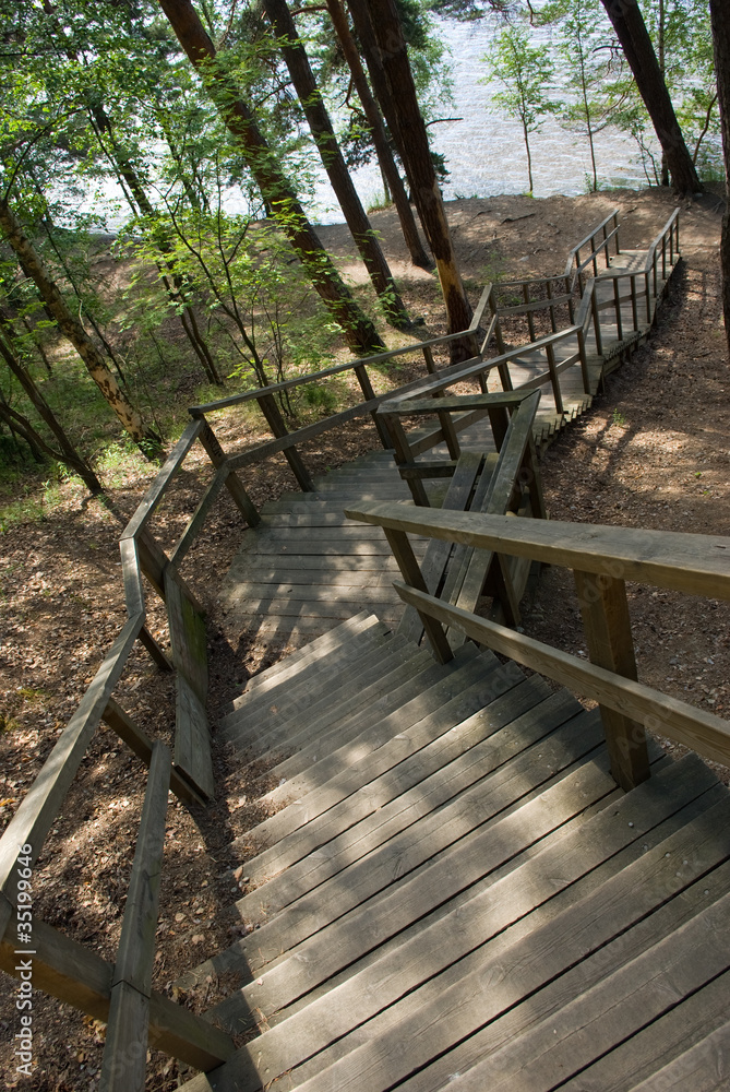 Stairway to lake