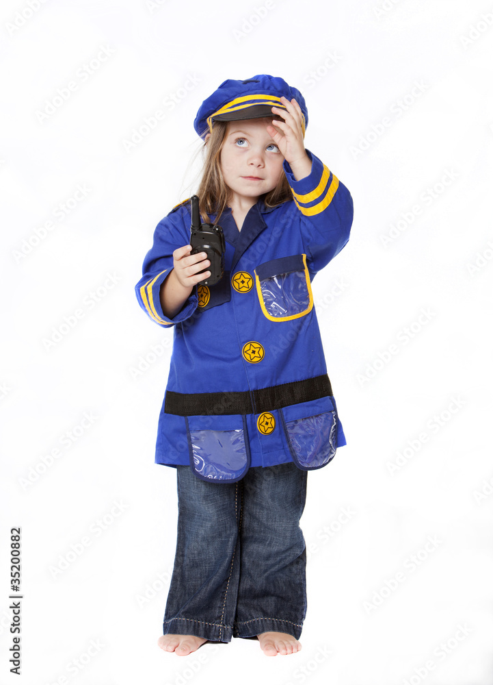 Fototapeta premium Little Girl in Police Costume