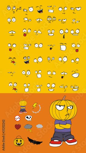 pumpkin kid cartoon hallooween set1