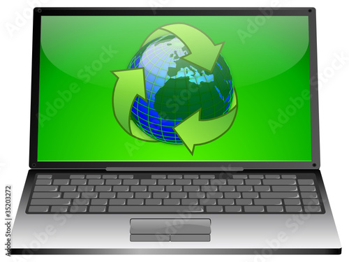 Laptop mit Globus