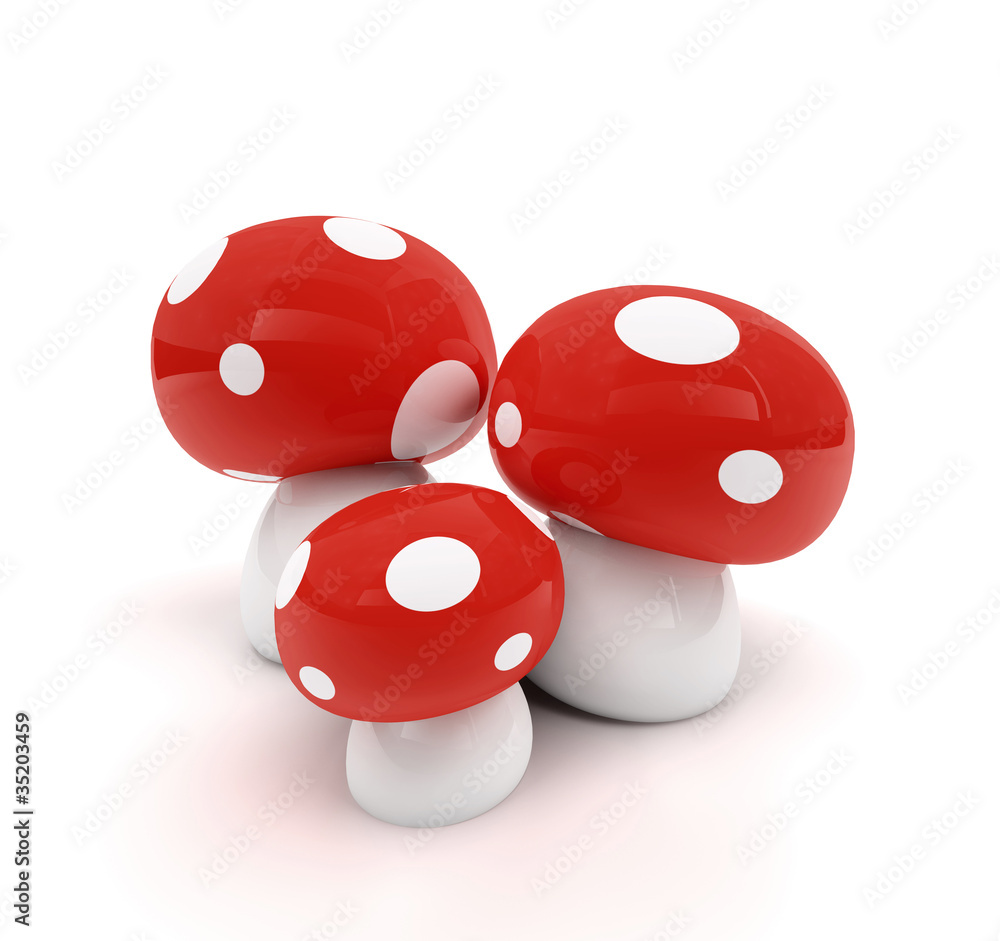 rot/weiß gepunkteter Pilz als 3D-Bild Stock Illustration | Adobe Stock