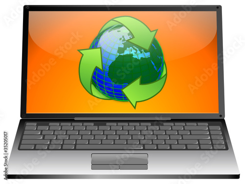 Laptop mit Globus