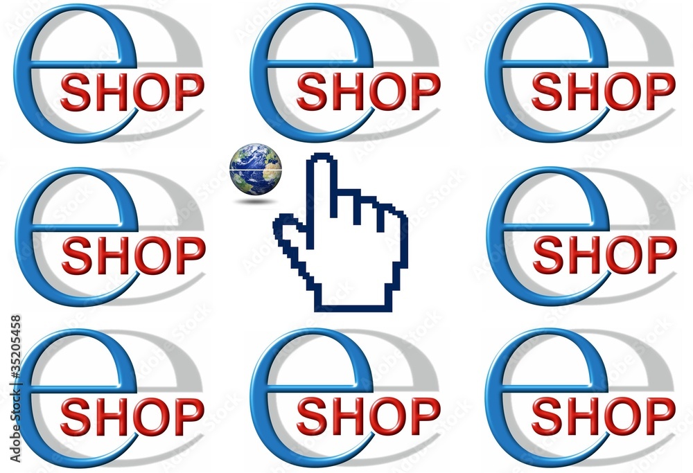e-shop and hand cursor e-shop and hand cursor