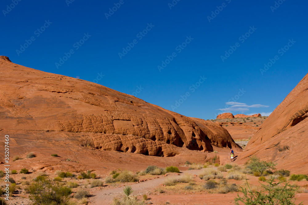 famille randonnant dans la Valley of Fire