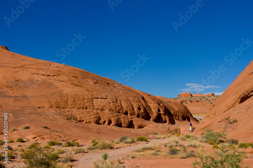 famille randonnant dans la Valley of Fire