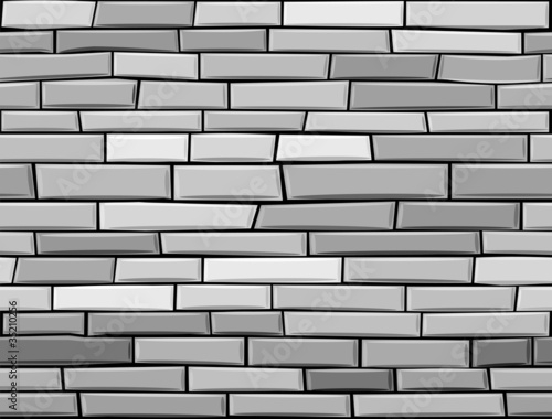 Vector seamless brick wall made of grey bricks.