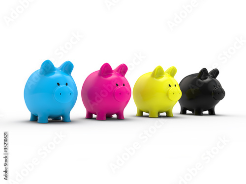 Piggy bank CMYK concept