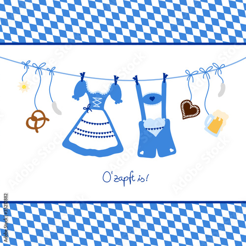 8 Octoberfest Symbols Hanging & Pattern Background