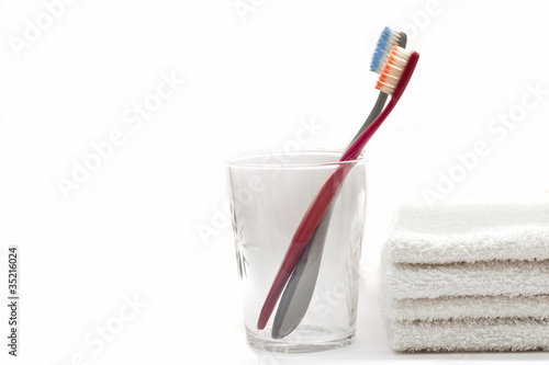 Toothbrushs in a glass