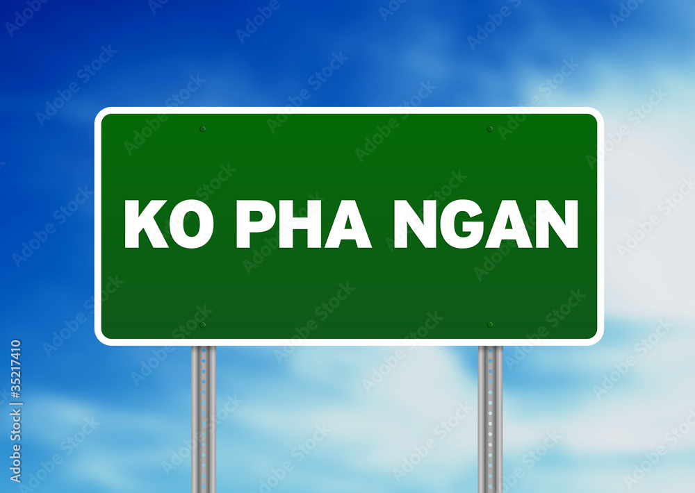 Green Road Sign - Ko Pha Ngan, Thailand Green Road Sign - Ko Pha Ngan, Thailand