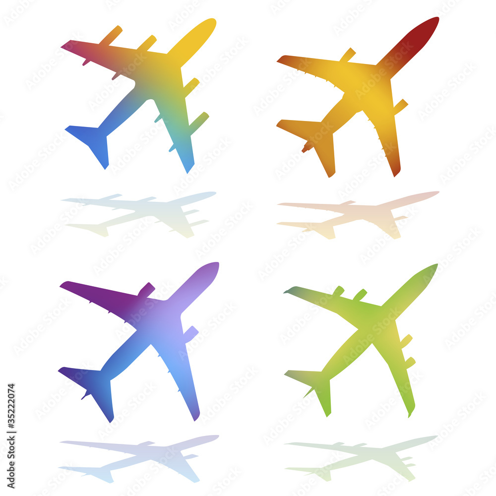 Gradient Color Vector Airplanes