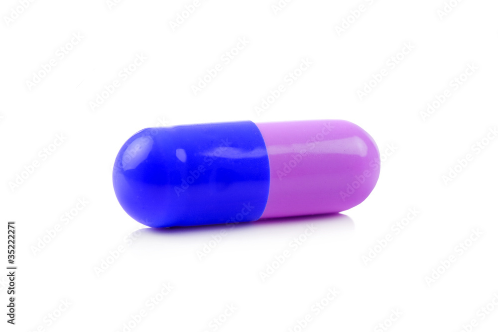 Blue Pill against white background Blue Pill against white background