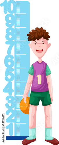 boy with height scale