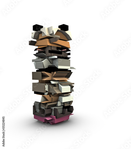 3d render of abstract graffiti totem sculpture