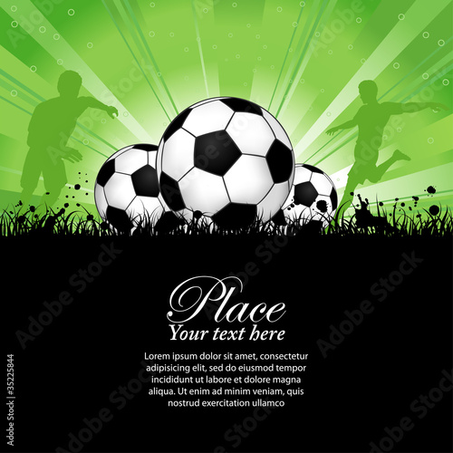 Soccer Players on Grunge Background
