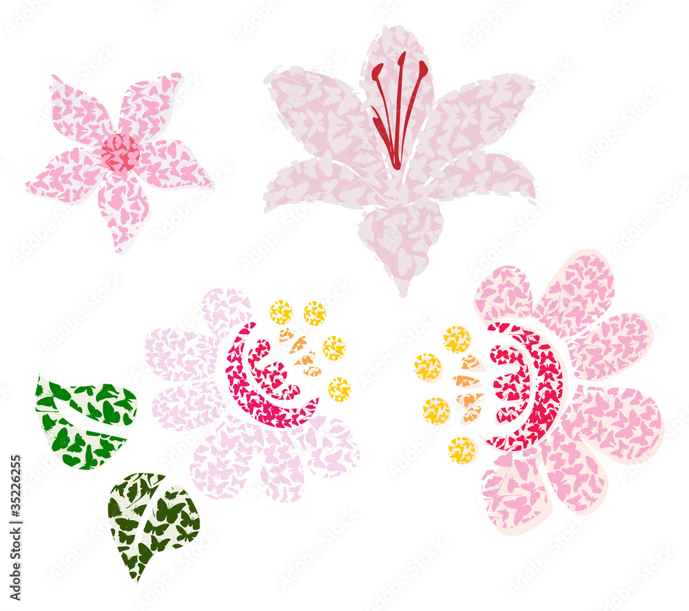pink decorated flowers illustration pink decorated flowers illustration