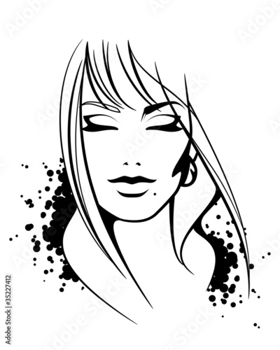 Beautiful female face. Vector without background