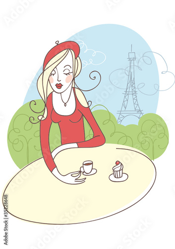 French girl in cafe