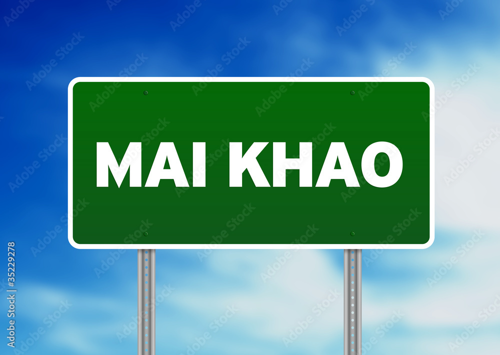 Green Road Sign - Mai Khao, Thailand Green Road Sign - Mai Khao, Thailand
