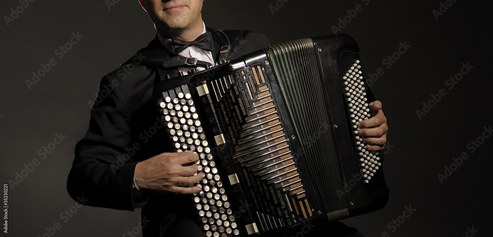 Obraz premium A man playing the accordion