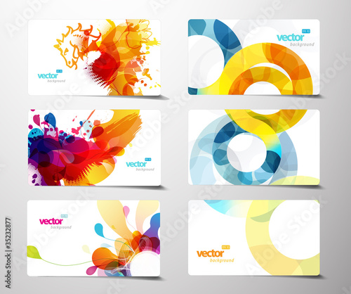 Set of abstract colorful splash gift cards.