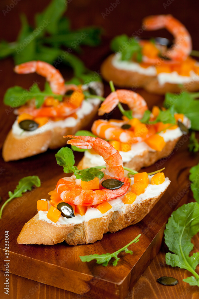 Shrimp and pumpkin toast