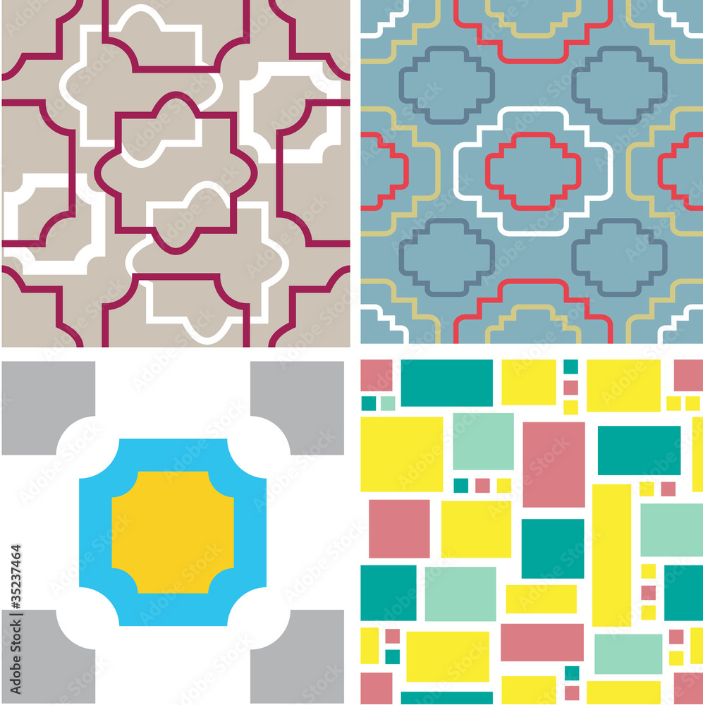 Set of colorful retro abstract seamless patterns Set of colorful retro abstract seamless patterns