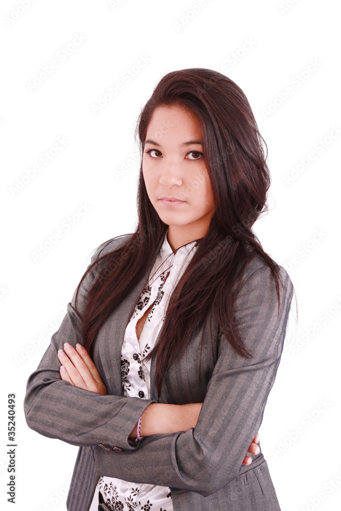 confident business executive woman of Asian, half length closeup confident business executive woman of Asian, half length closeup