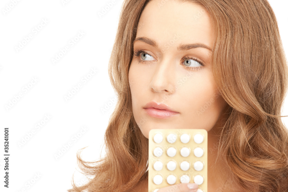 young beautiful woman with pills young beautiful woman with pills