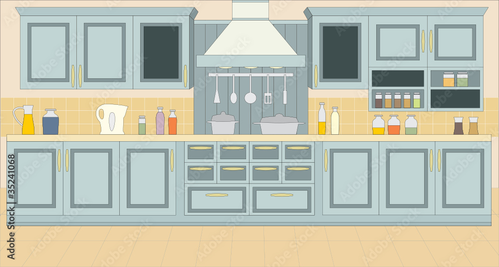 Kitchen furniture. Interiors. vector