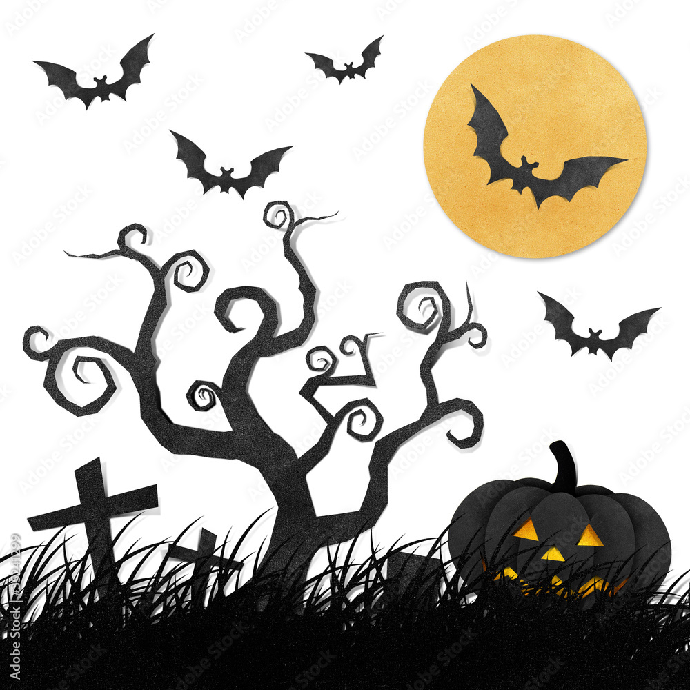 Halloween night recycled papercraft background