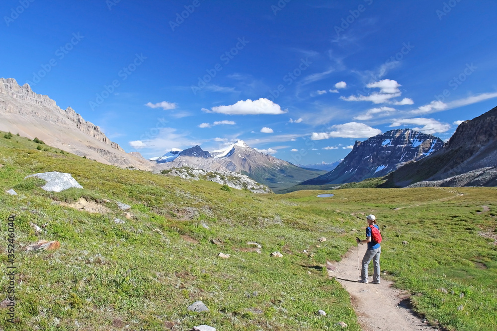 Woman Hiking in the Rocky Mountains - Alberta, Canada