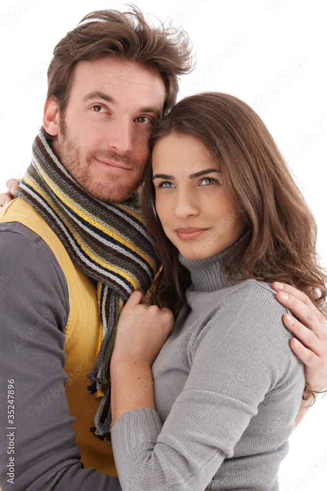 Autumn portrait of attractive loving couple Autumn portrait of attractive loving couple